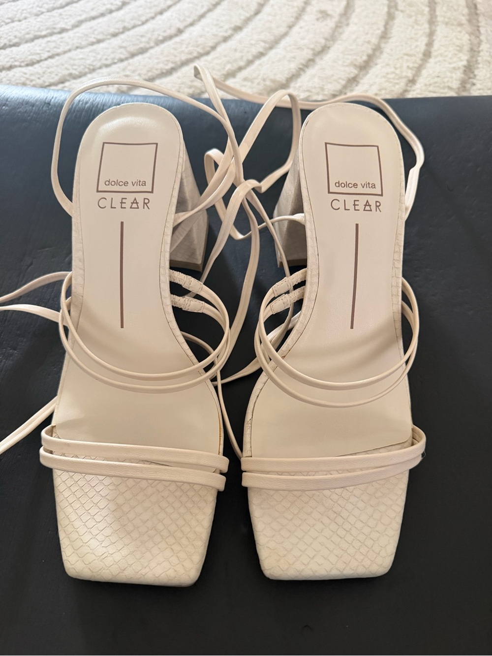 dolce vita Cream Lace-Up Square-Toe Sandals